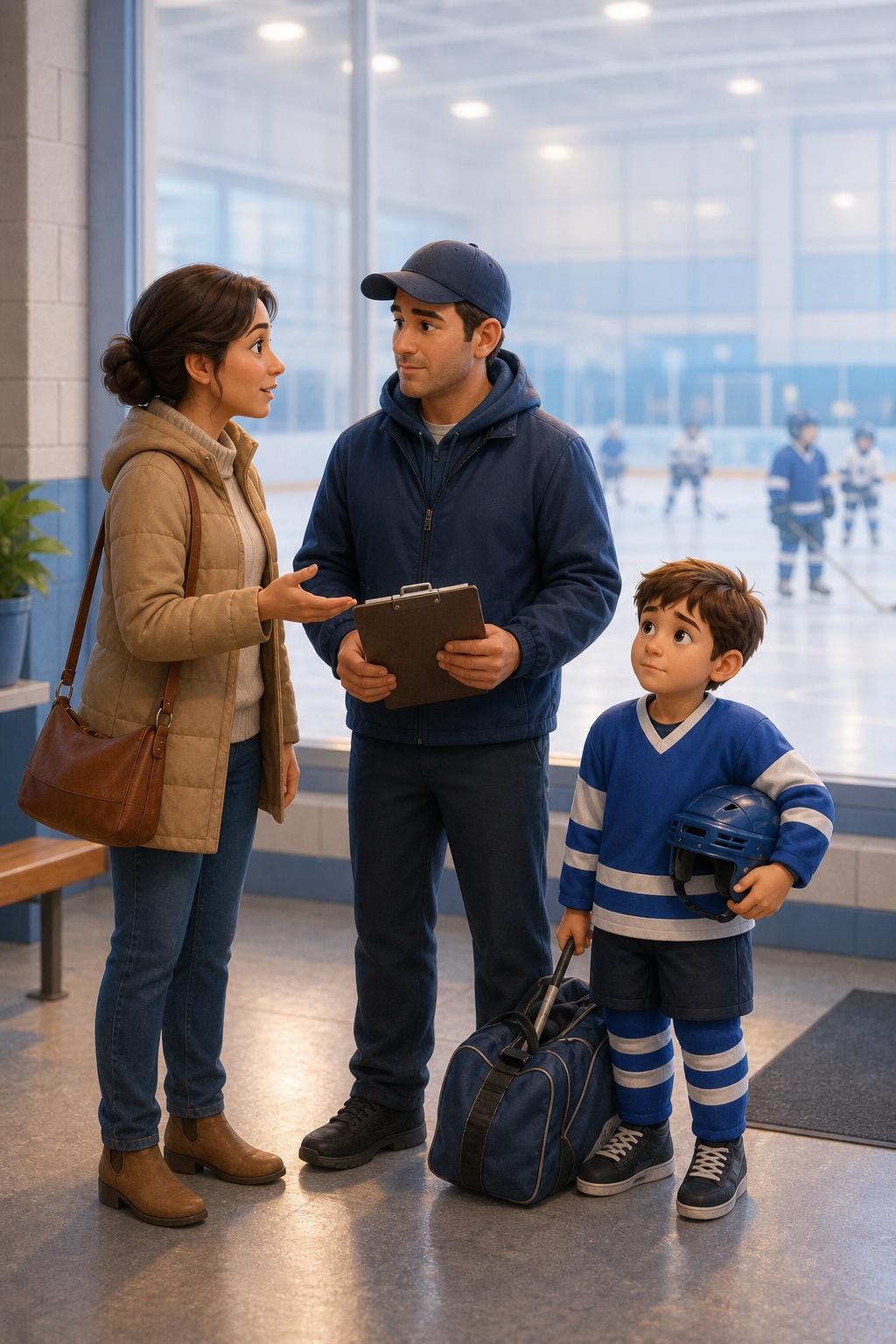 Kids Hockey Coach parent event scene